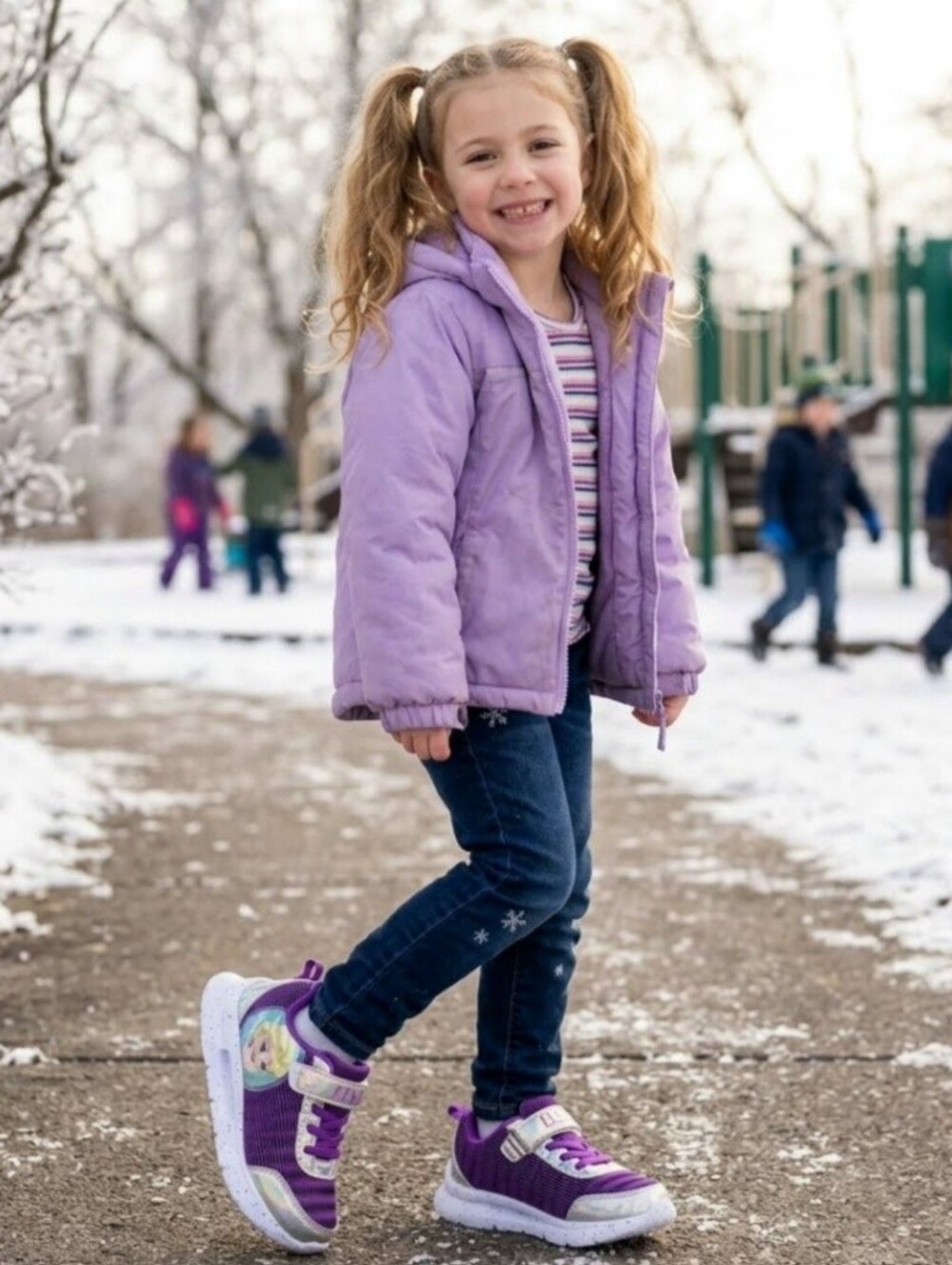 BranD New Disney Frozen Girls Sneakers with Iridescent Strap